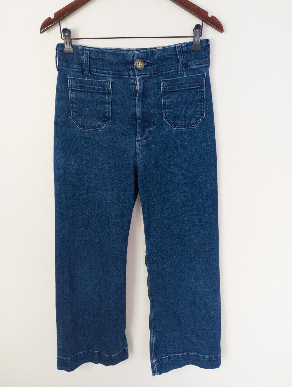 MAEVE Colette Dark Blue High-Rise Wide-Leg Cropped Jeans